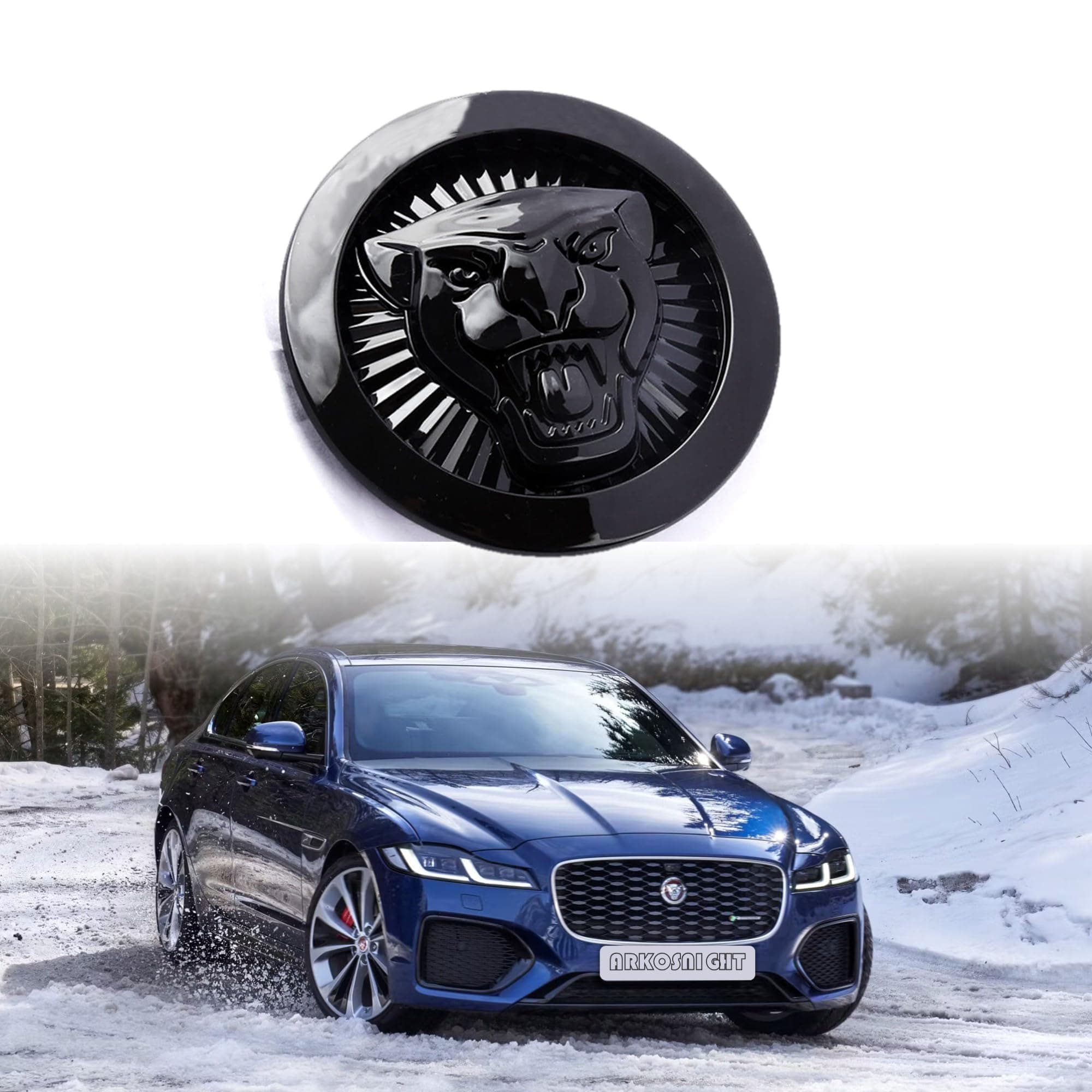 Emblem Compatible with XE XF XJ F-Type F-PACE Front Center Grille Emblem 3.38inch Car Badge Emblem (Front Emblem Black)