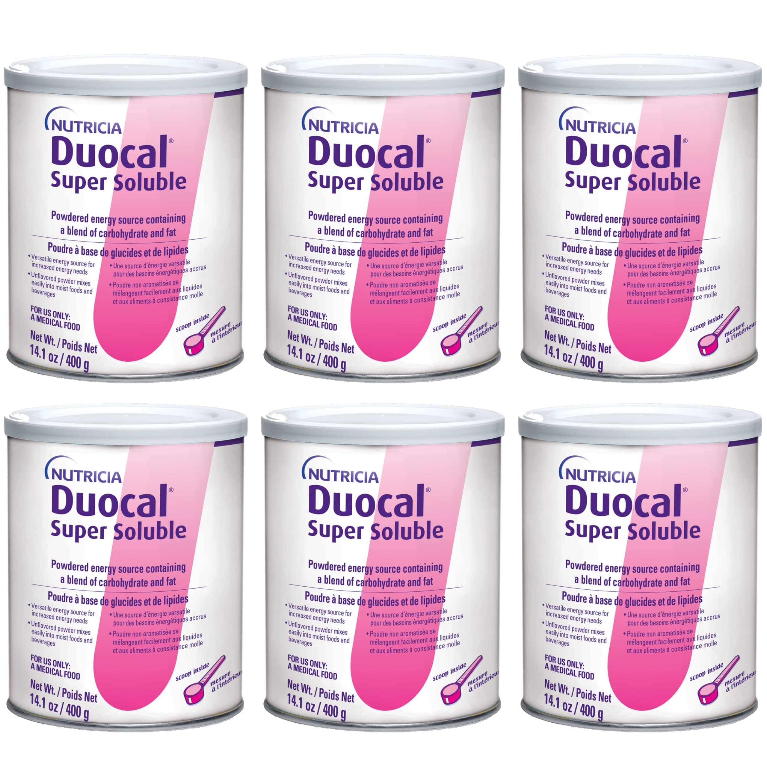 Nutricia Duocal High Calorie Super Soluble Powder - High-Calorie Support Supplement Powder - Energy Supplement with Dual Source of Carbohydrate & Fat - Dairy-Free - Unflavored, 14.1 oz (Case of 6)