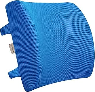 Lumbar Pillow for Chair and Car, Back Support for Office, Memory Foam Cushion with Mesh Cover - Azure