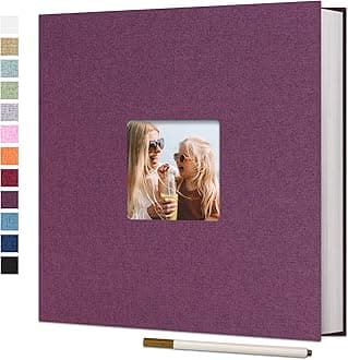 Vienrose Large Photo Album Self Adhesive for 4x6 8x10 10x12 Pictures Scrapbook Album DIY 60 Blank Pages with A Metallic Pen