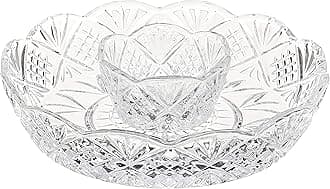 Godinger Crystal Appetizer Serving Platter for Parties Chips and Dip or Snacks Hosting Plate,Silver