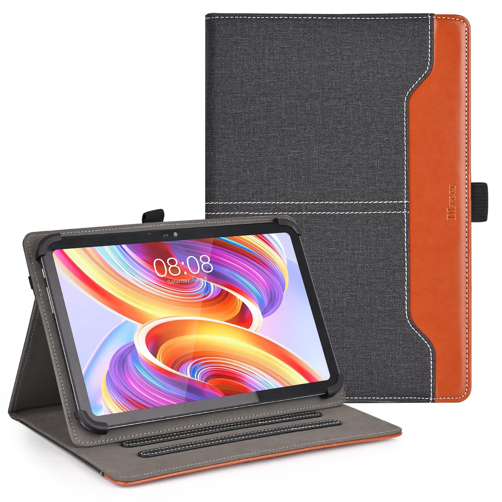 DLveer Universal Case for Blackview Tab70 WIFI/Tab30 WIFI/Teclast P30/Teclast T50HD/Doogee U9/XCX/HotLight/HiGrace/SGIN/Hakaug/FancyDay Tablet, Multi-Angle PU Leather Cover for 10-11 Inch Tablet,Black