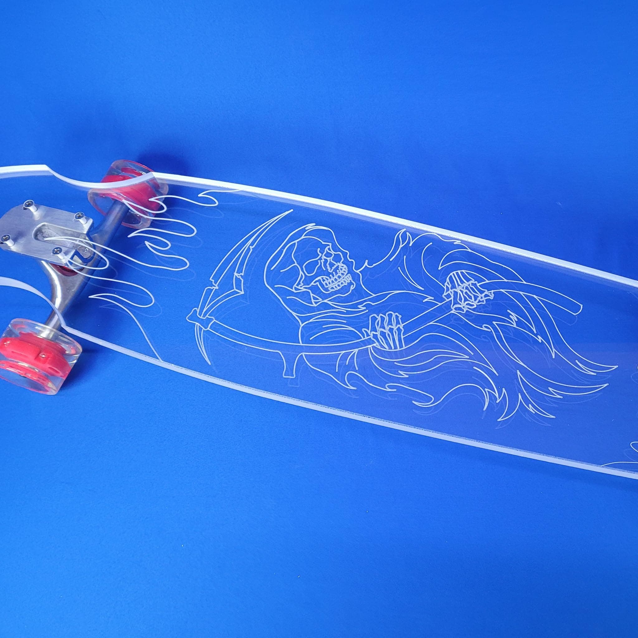 GHOST BOARDS Clear Longboard Skateboard - Transparent Acrylic Long Boards with Light-Up LED Wheels for Smooth Rides - Ride The Streets in Style with Longboard Built for Beginners & Pros Alike