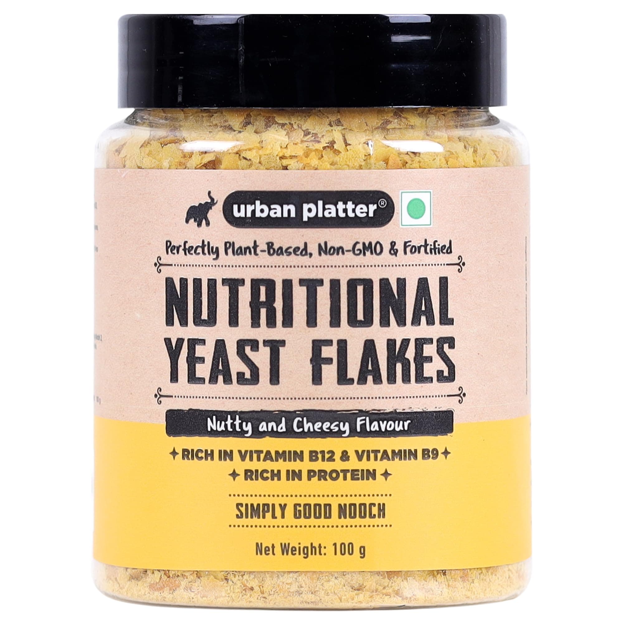 Urban Platter Nutritional Yeast Flakes | 3.53 Oz (100g) | Rich in B Vitamins & Protein | Gluten-Free, Non-GMO, Plant-Based Seasoning | Nutty & Cheesy Flavor | For Popcorn, Pasta & Salads