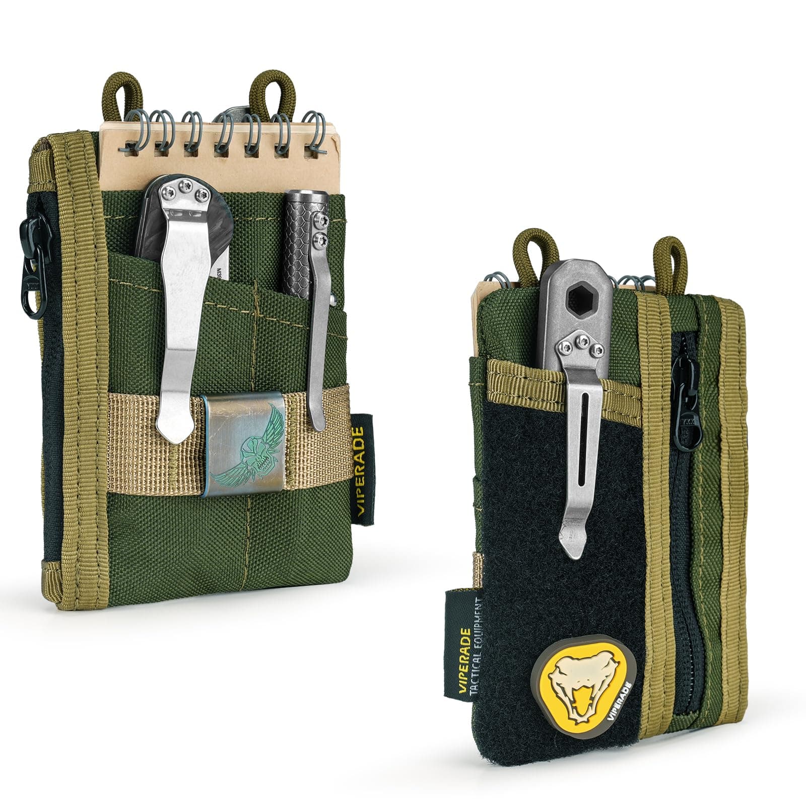 VE18-S Small EDC Pouch, Mini EDC Pocket Organizer for Men, EDC Pocket Organizer Pouch, 3 Slots with 2 Zipper Pockets, EDC Multitool Pouch