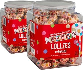 Lollies - Gluten Free, Peanut Free, Fat Free Assorted Fruity Flavors Lollipops - Low Calorie Perfect for Birthdays, Parties - Made by US Candy Company Since 1949-34 oz 120 Count (Pack of 2)