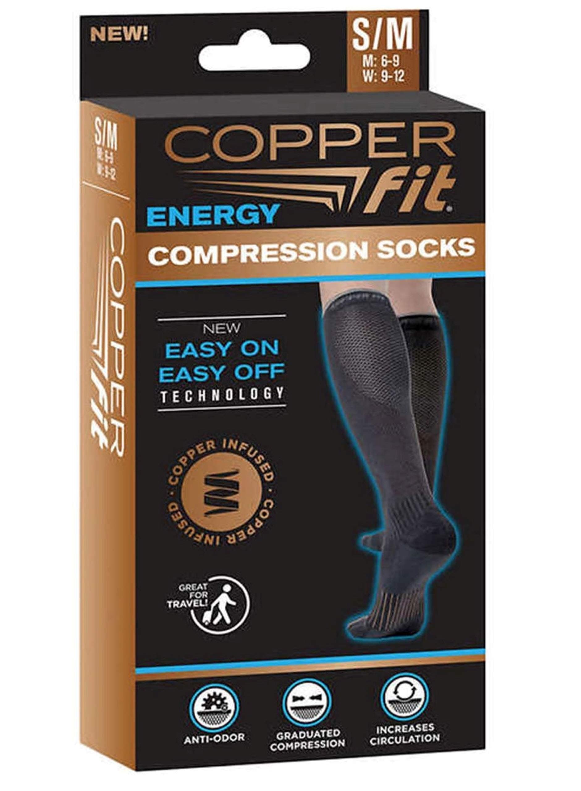 Copper Fit Unisex Compression Sock, Choose Size and Pairs (4, Small/Medium)