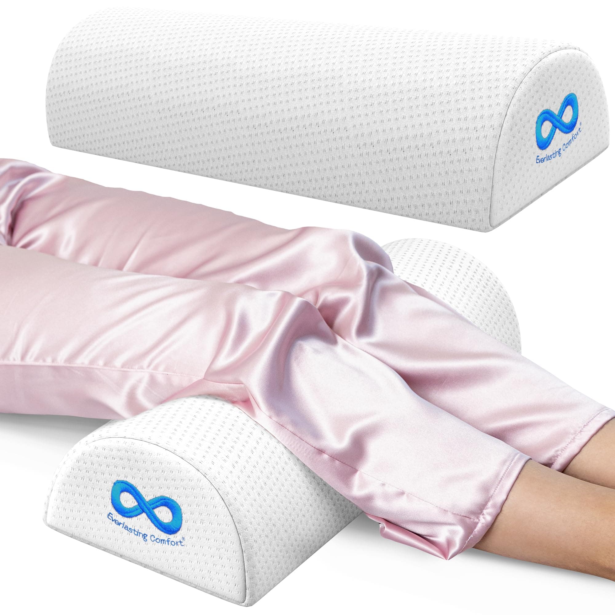 Everlasting Comfort Under Knee Pillow for Sleeping on Back, Pure Memory Foam Half Moon Bolster, Body Pillow - Ideal Under The Knee Pillows for Sleeping