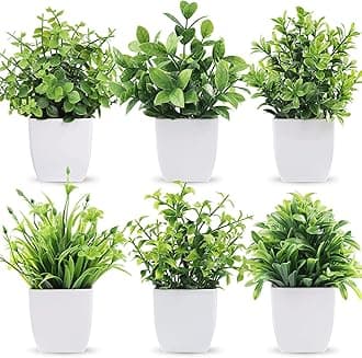 Dekorly® 6 Packs Fake Plants Small, Mini Artificial Plants Indoor for Home Farmhouse Bathroom Shelf Décor