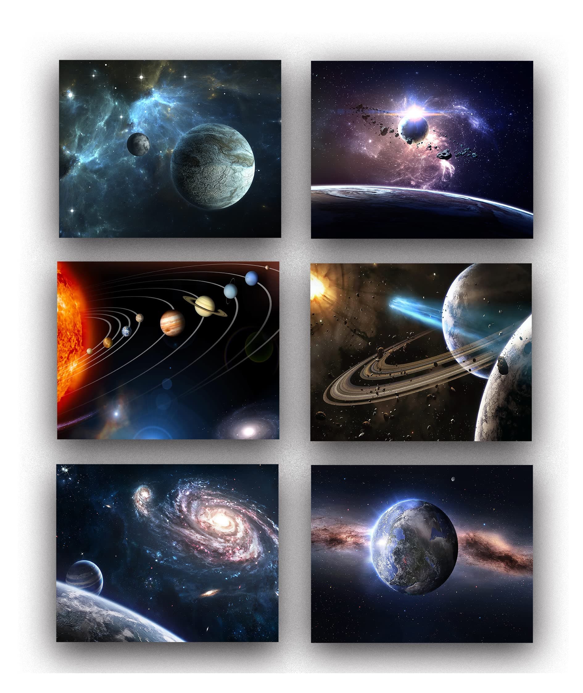Universe Starry Sky Wall Art Outer Space Planet Wall Art Painting，for Bedroom, Lvingroom, Bathroom Decor ，Posters for Kids, Boys or Girls Room ，Astronomy Picture Modern Artwork Set of 6 （ 8" x10" ）