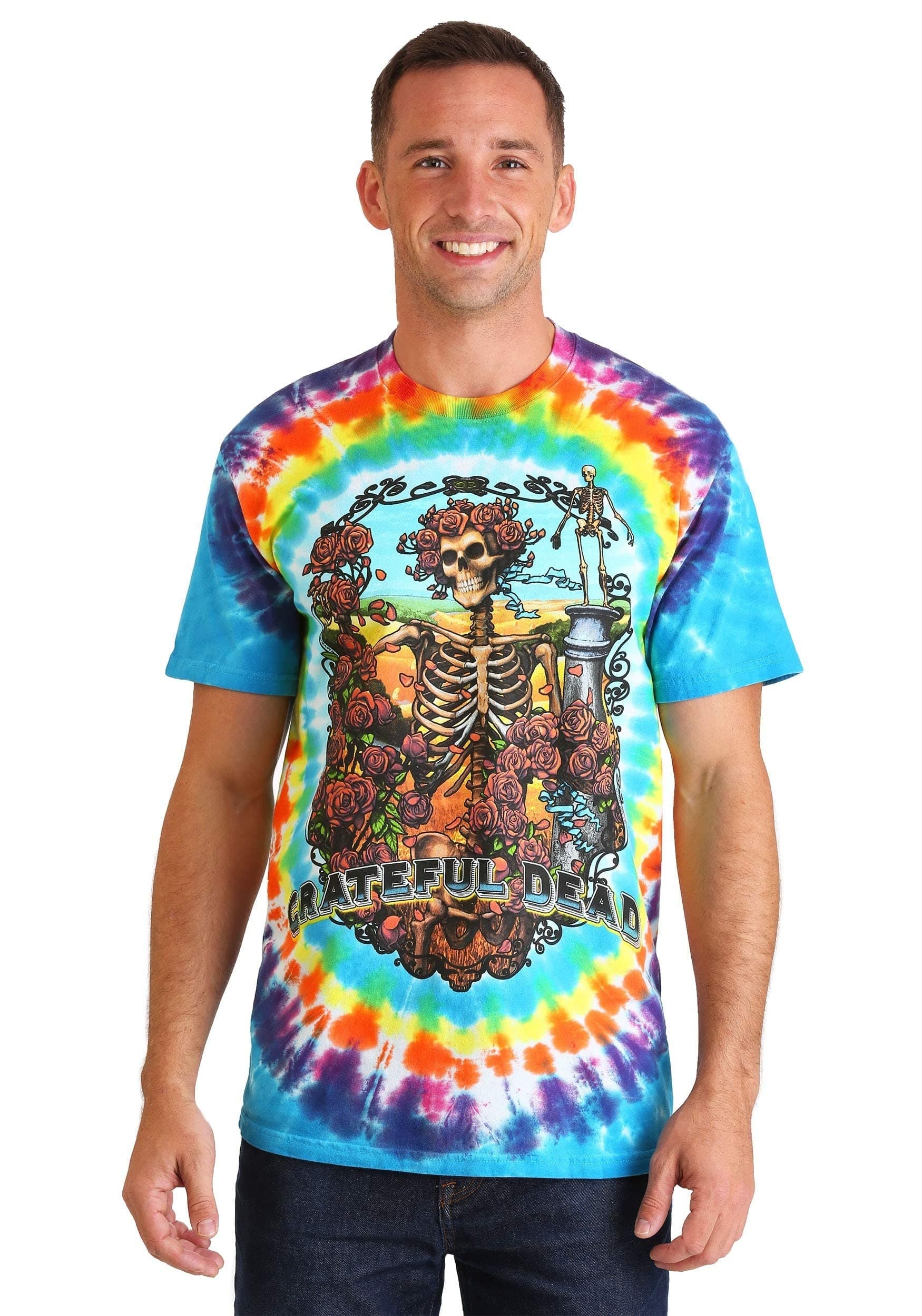 Men's Grateful Dead Rainbow Bertha Tie Dye Short Sleeve T-Shirt T-Shirt (Pack of 1)