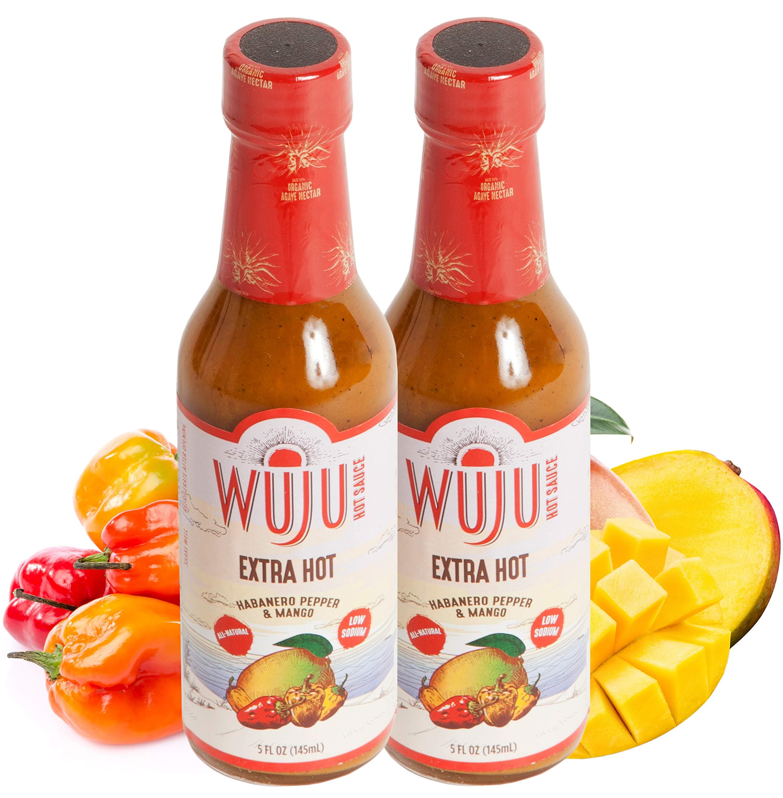 Extra Hot Sauce - Agave Based Hot Pepper Sauce - All-Natural Habanero Hot Sauce With Diverse Ingredients - Gourmet Hot Sauce - Hot Hot Sauce, Low Sodium, No Preservatives - 2 x 5 Ounces