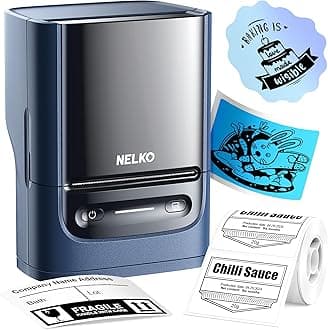 Nelko PM220 Monochrome Thermal Label Writer, Price Tag Printer, DIY Labels, Commercial Use, Address Label Maker, Small QR Code, Sticker, Barcode, Mini Printer, Bluetooth Connection, Mailing Mailing,
