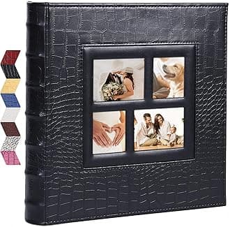 Vienrose Photo Album for 600 4x6 Photos, Black, Faux Leather Cover, Acid-Free, PVC-Free, 14 x 13 x 2 Inches