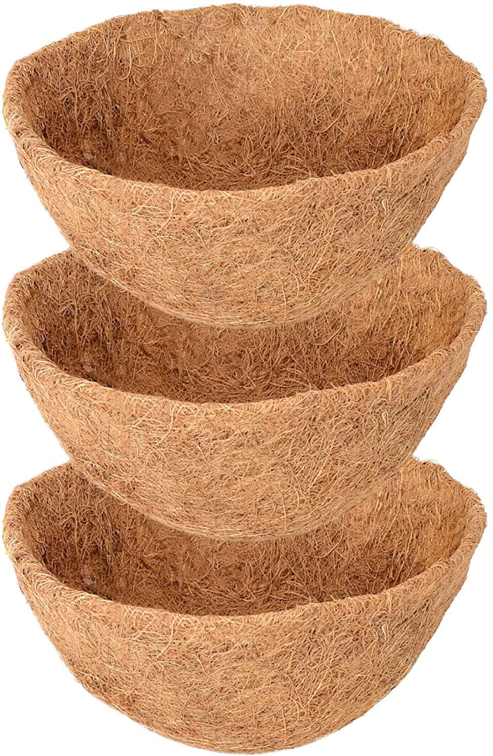 Legigo ZeeDix 3 Pack 14 Inch Hanging Basket Coco Liners Replacement, 100% Natural Round Coconut Coco Fiber Planter Basket Liners for Hanging Basket Flowers/Vegetables