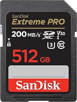 SanDisk Extreme Pro SD UHS I 512GB Card for 4K Video for DSLR and Mirrorless Cameras 200MB/s Read & 140MB/s Write