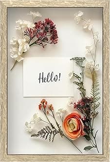 FrameWorks 12x18 Natural Wooden Frame - Soft Felt Back, Tempered Glass and Elegant White Ball Push Pins