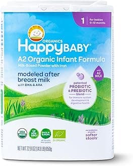 Organics Stage 1 A2 Infant Formula, 0-12 Months, Milk Based Organic Baby Formula Powder with A2 Milk, Probiotics & Prebiotics for Immune & Digestive Support, 22.9 Ounce (Pack of 1)
