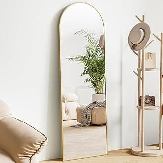 Arched 59"x16" Full Length Mirror Full Body Floor Mirror Standing Hanging or Leaning Wall, Arch Wall Mirror with Stand Aluminum Alloy Thin Frame for Bedroom Cloakroom,Gold