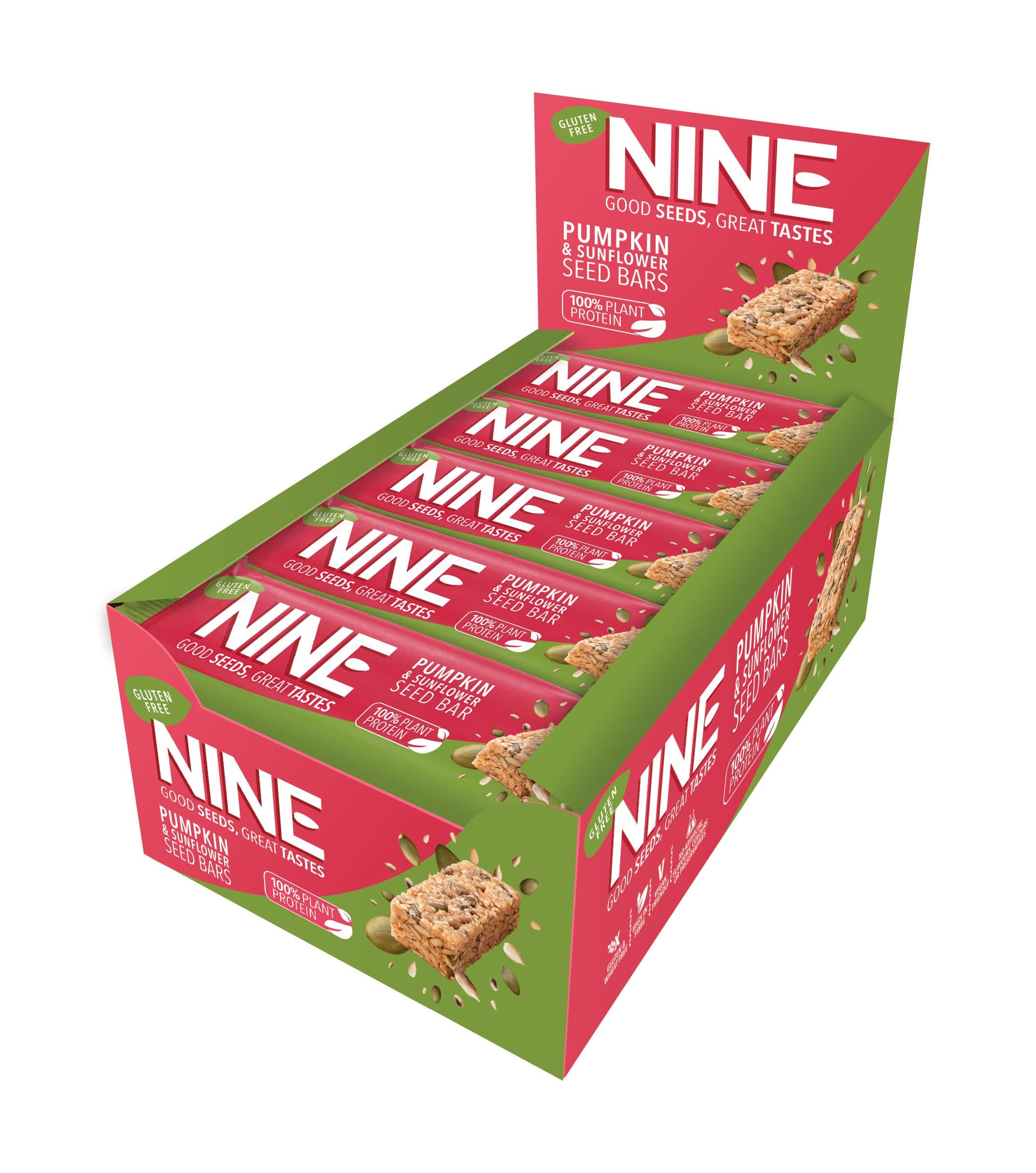 Nine Pumpkin and Sunflower Seed Bar, 40 g, Pack of 20