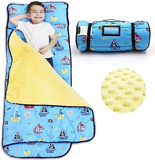ACRABROS Toddler Nap Mat with Pillow and Blanket, Extra Large Rolled Napping Mats,Slumber Bags for Boys Girls,Kids Sleeping Bag for Daycare, Preschool Travel Camping