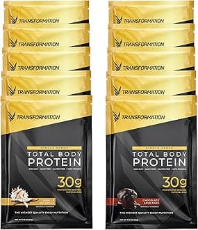 Transformation Protein Super Blend | Egg White, Collagen Peptides, and Plant Protein | 15 Billion CFU Probiotics | Digestive Enzymes | MCT Oil | Low Carb Shake for Men & Women | Variety, 10 pack