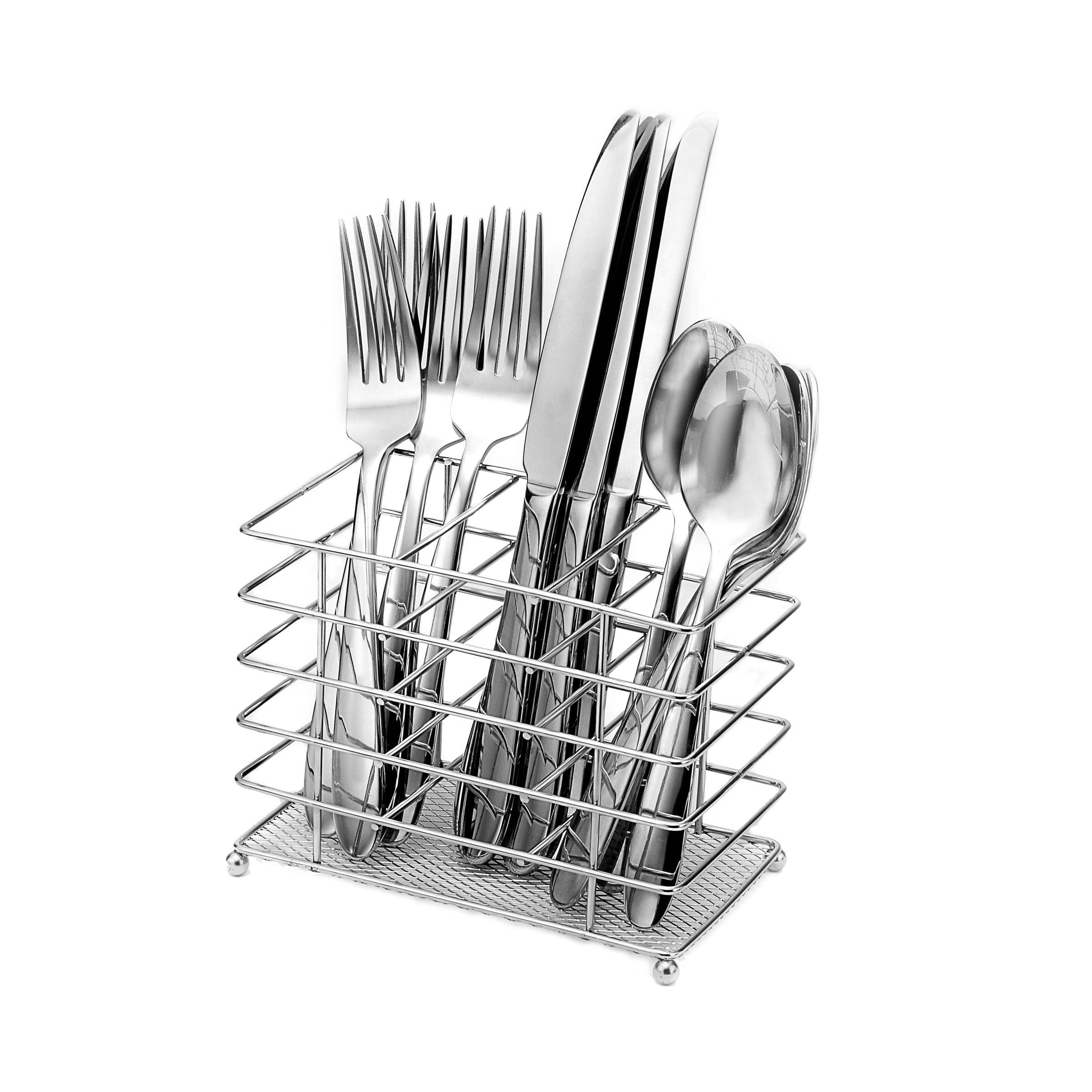 Oneida Eve 12-Piece Flatware Set with Countertop Caddy, Service for 4,Silver