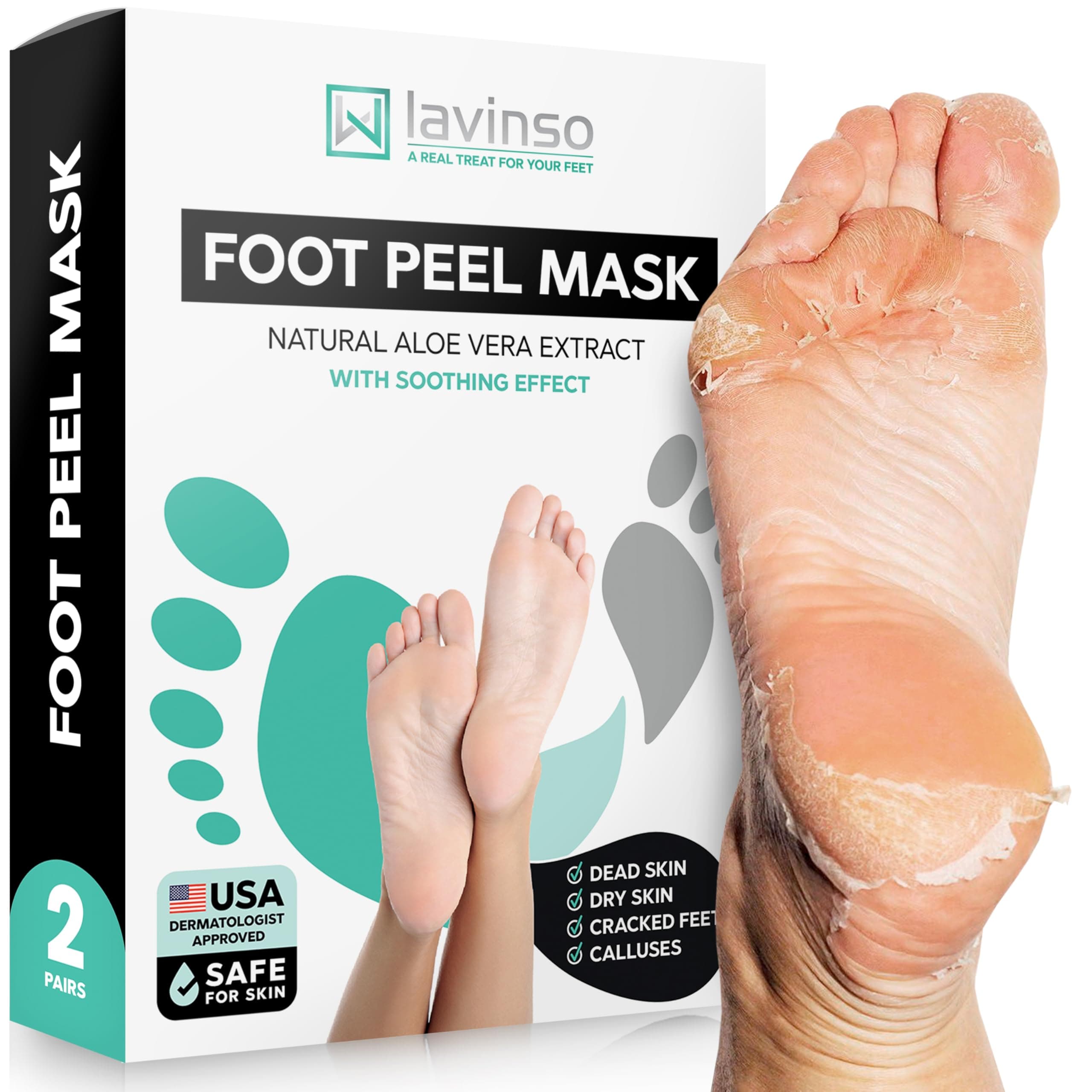 Foot Peel Mask 2 Pack, Peeling Away Calluses and Dead Skin cells, Make Your Feet Baby Soft, Exfoliating Foot Mask, Repair Rough Heels, Get Silky Soft Feet by Lavinso