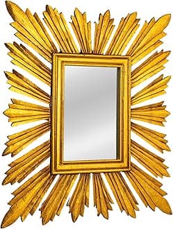 Creative Co-Op Sunburst Rectangular Wall Mirror, Gold