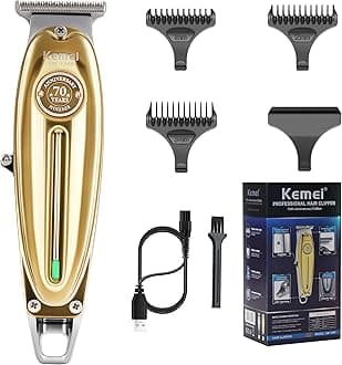 Professional Beard & Hair Trimmer for Men, Cordless T-Blade Trimmers, Electric Hair Clippers for Barbers and Stylists, All Body Grooming-Model 1949 Gold