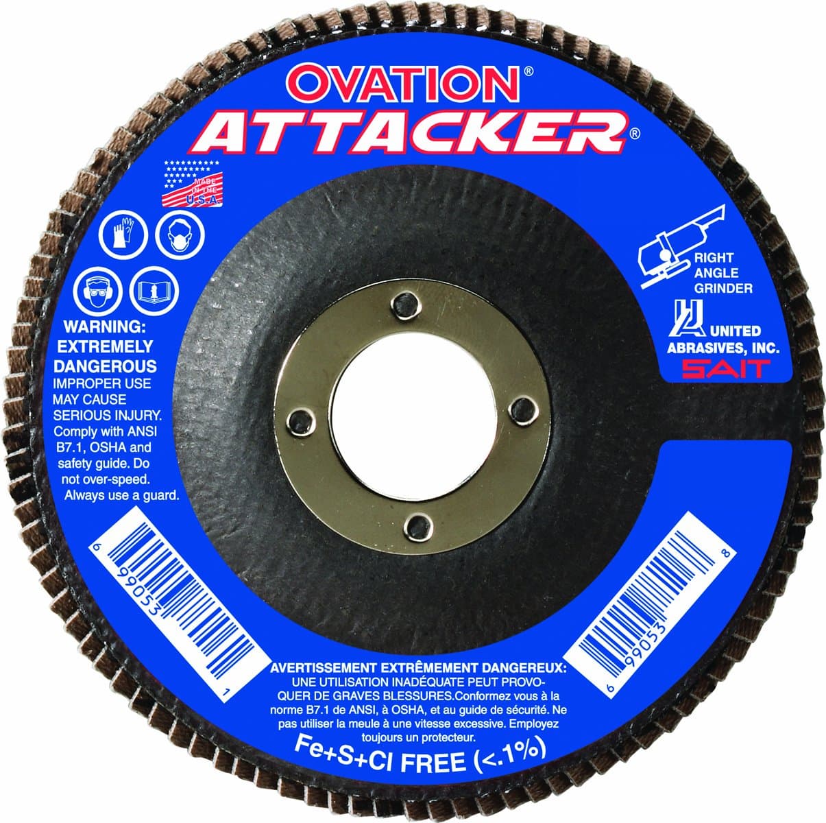 United AbrasivesSAIT 76209 Ovation Attacker Flap Disc, 4-1/2 x 7/8 Z 80x, 10 Pack