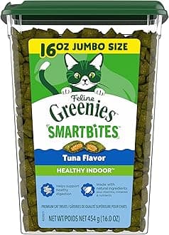 Feline Smartbites, Cat Treats Healthy Recipe, Indoor Cat Treats, Tuna Flavor, 16 oz. Tub