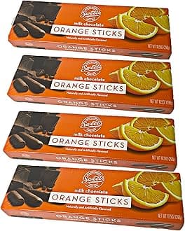 Sweet Candy Company Milk Chocolate Orange Sticks - Gourmet Chocolate Covered Sticks, Chocolate Fruit Flavored Sticks, Gift Idea for Holidays, Gluten Free, Kosher - 10.5 oz Box (Pack of 4)