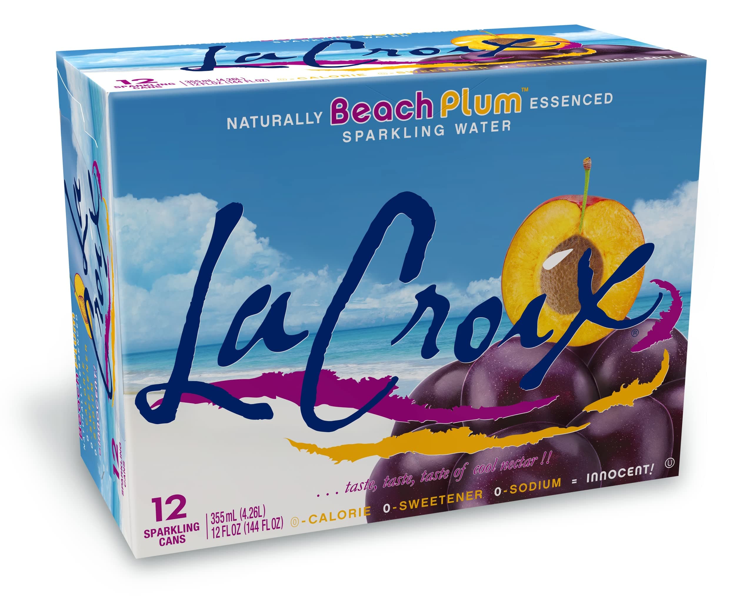 La Croix Sparkling Water, Beach Plum, 12 Fl Oz (pack of 12)