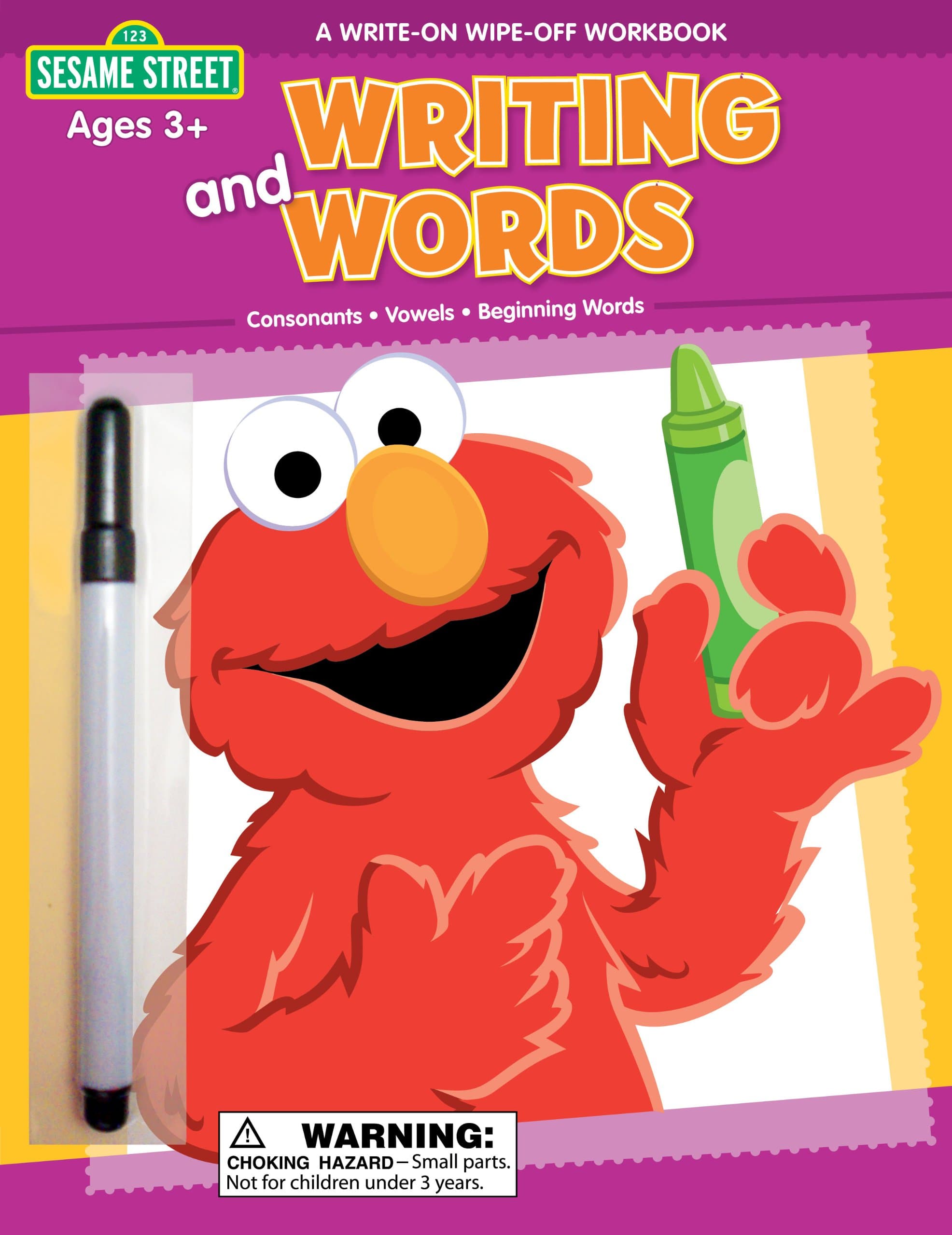 Writing and Words: Consonants-Vowels-Beginning Words: A Write-on Wipe-off Workbook (1 2 3 Sesame Street)