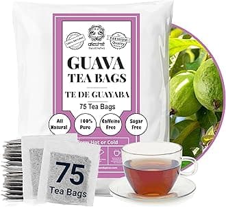 Premium Guava Leaf Tea, 75 TeaBags, Aromatic Herbal Tea, Natural Guava Leaves, Hojas de Guayaba, Caffeine Free, Sugar Free, Non-GMO. by Akshit