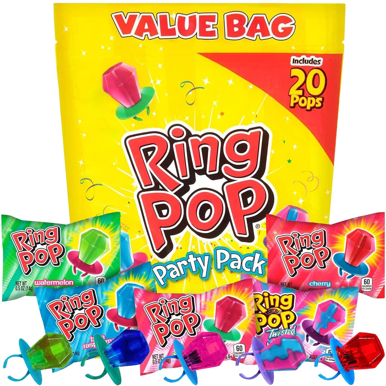 Individually Wrapped Bulk Lollipop- Variety Party Pack, 20 Lollipops per Bag (Case of 12 Bags)