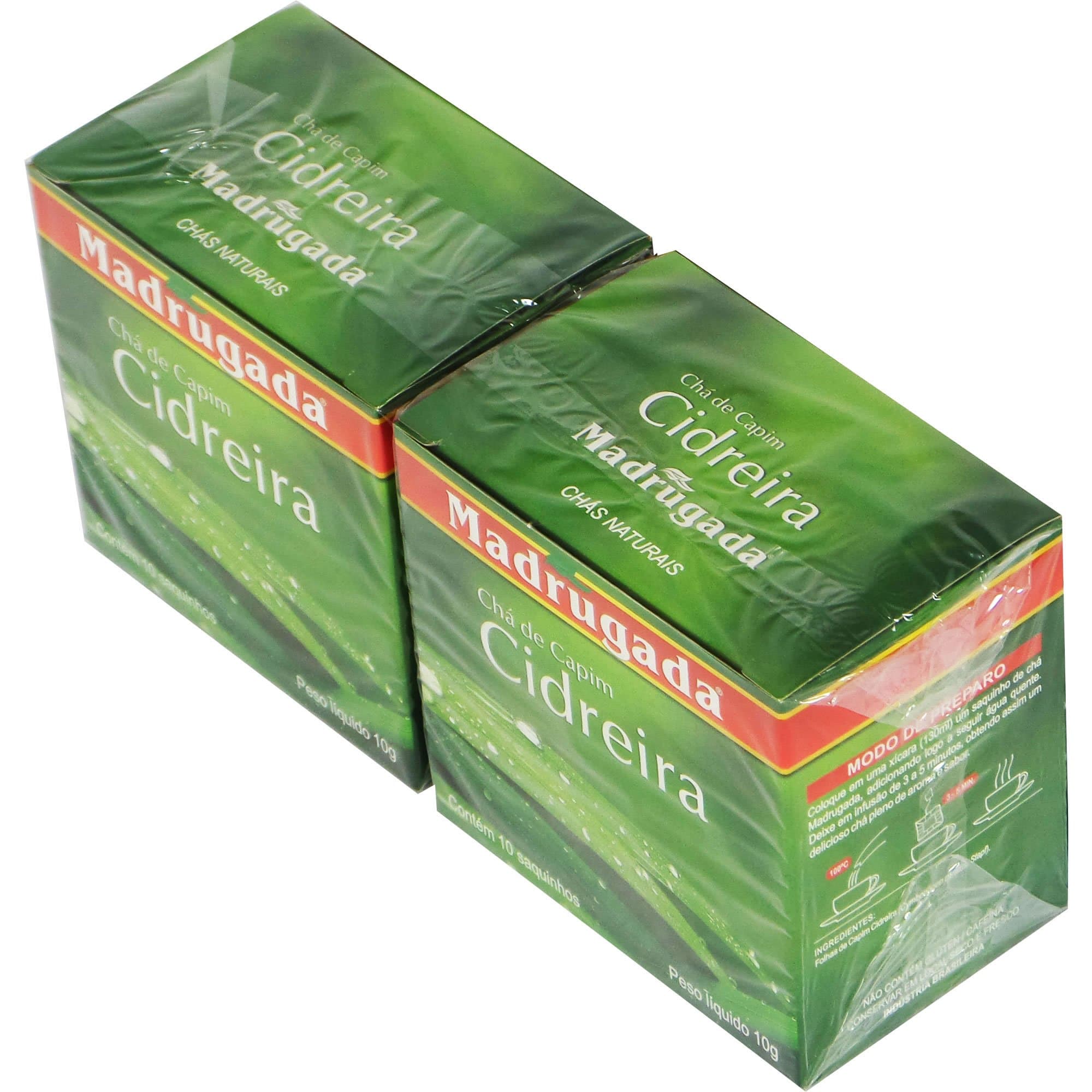 Madrugada - Limon Grass Tea 10 tea bags - 0.5oz (PACK OF 02) | Chá de Cidreira - Citrengas - Hierba de Limón 10 sachês -15g