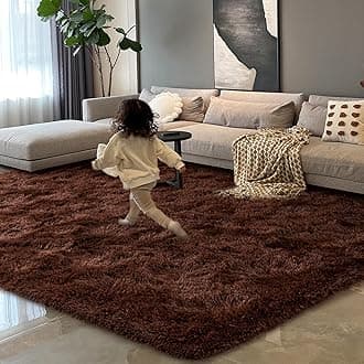 HOMORE Brown Rugs for Living Room, 5x8 Feet Fluffy Shag Area Rug for Bedroom, Super Soft Coffee Rugs for Room Decor, Cute Carpets for Kids Nursery Girls Home Dorm Decor