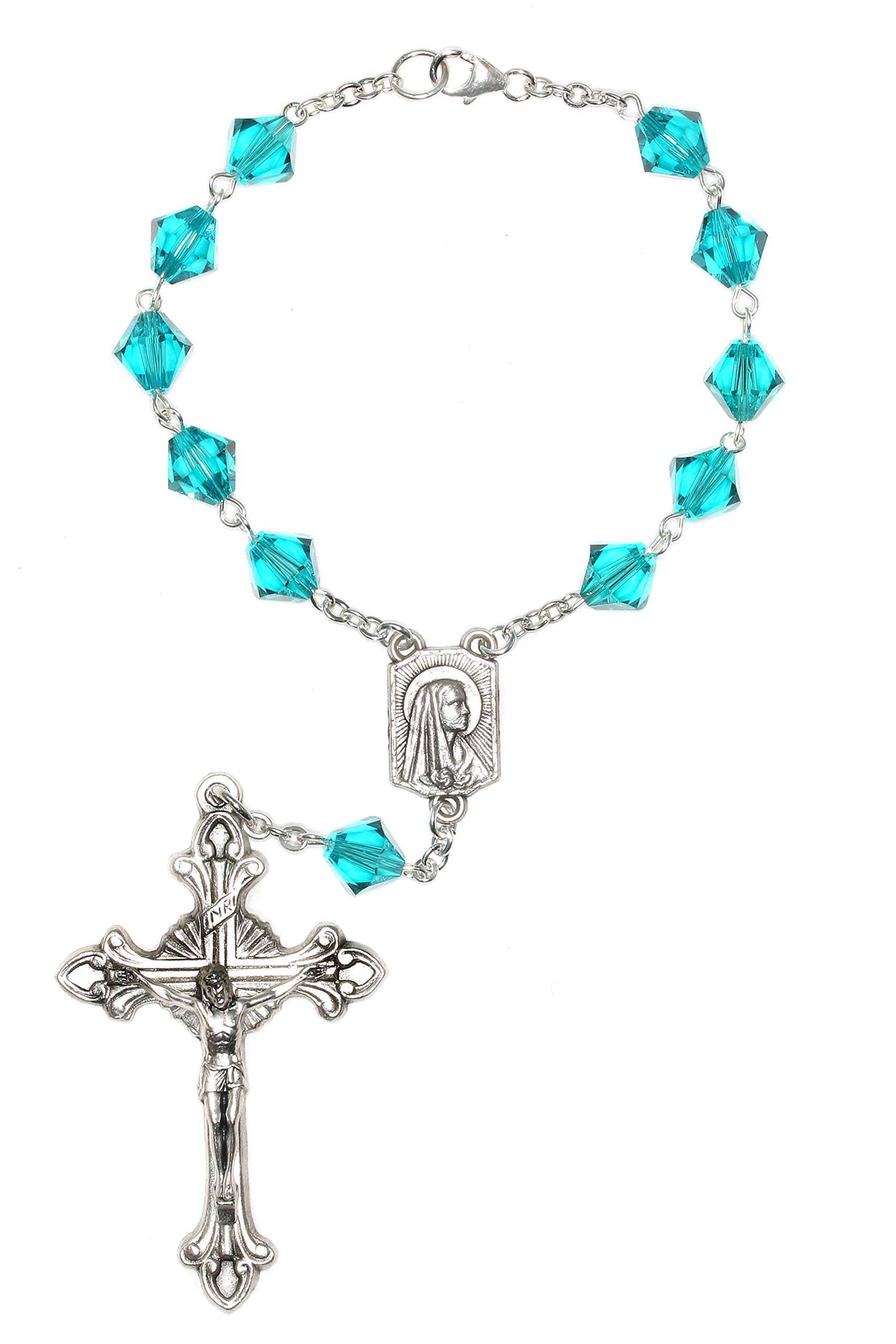 RosariesAustrian Crystal or Glass One Decade POCKET OR AUTO (Clasp for Hanging) Rosary - Includes Holy Card, Birth month meaning when applicable - Gift Idea