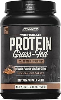 Grass Fed Whey Isolate Protein Powder, Protein Powder Dietary Supplement to Support Muscle Gain and Workout Recovery, 30 Servings per Tub, 30.7 oz (Chocolate)