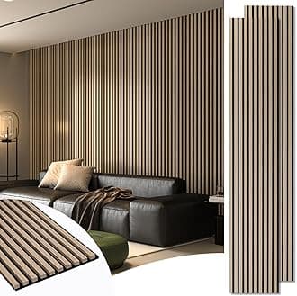 Art3d 2-Pack 108" x 12" Acoustic Wood Panels for Wall, Soundproof Wood Slat Panel for Wall and Ceiling, 3D Fluted Sound Absorbing Paneling for Interior Wall Decor, Living Room, Bedroom - Peach