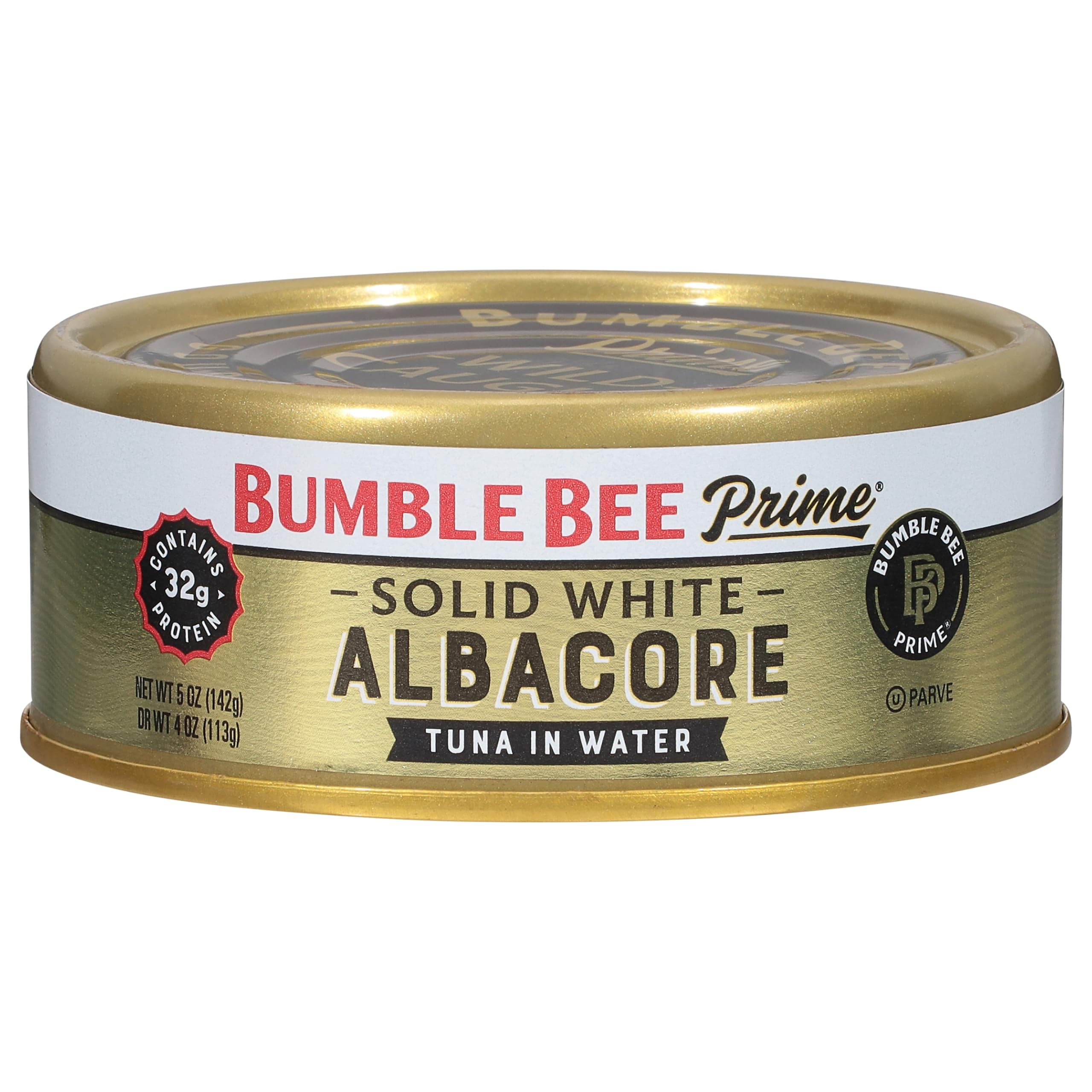 Prime Solid White Albacore Tuna in Water, 5 oz Easy Open Can - Premium Wild Caught Tuna - 32g Protein per Serving - Non-GMO Project Verified, Gluten Free, Kosher