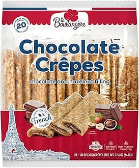 La Boulangere Chocolate Hazelnut Crepes, Individually Wrapped, Non GMO, Free From Artificial Flavors & Colors, 20-Count