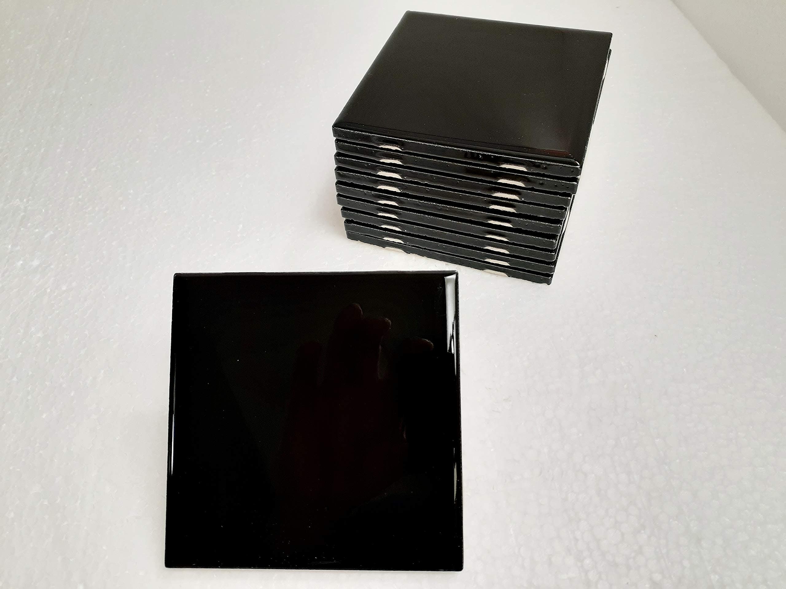American Olean 4 in Black Ceramic Tile 4.25 inch Gloss 4 1/4 Box 10 Piece