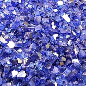 Fire Glass for Fire Pit - Cobalt Blue - 0.5 Inch 18 lbs - High Luster Reflective Tempered Glass Rocks for Natural or Propane Gas Fireplace or Fire Pit (0.5 Inch - Ref. Cobalt Blue, 18.00, Pounds)…