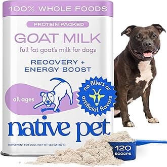 Native Pet Goat Milk for Dogs - Organic Goat Milk Powder for Dogs and Cats - Puppy Formula Dairy Replacement Packed with Protein & Vitamins for Immunity, Recovery & Growth for Active Pups - 120 Scoops