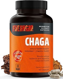 FreshCap Mushrooms Chaga Capsules - Antioxidant, Digestive Health, Immune Support - 120 Capsules (60 Servings) - Dual Extracted - Wild Harvested and Organic Supplement