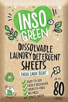 Eco Laundry Detergent Sheets - 80 Loads Laundry Sheets Detergent - 40 No Plastic Jug Washer Soap Sheet - No Mess & Space-Saving Travel Friendly Laundry Detergent