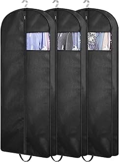 KIMBORA 54" Garment Bags for Storage and Travel, Gusseted Hanging Garment Bag for Men Suit cover with Handles for Clothes, Coats, Jackets, Dress（3 Packs）